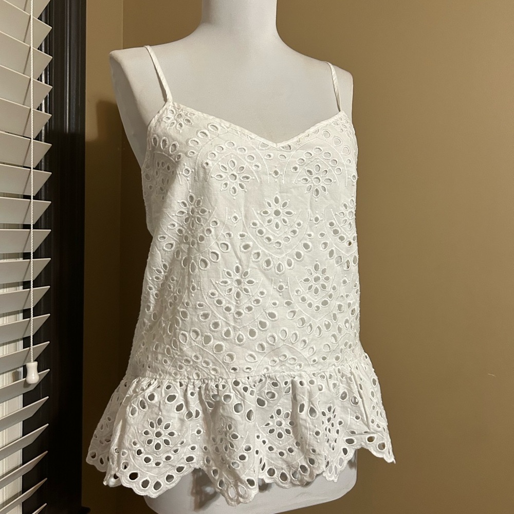 White House Black Market White Eyelet Camisole